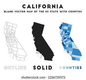 California map. Borders of California for your infographic. Vector us state shape. Vector illustration.