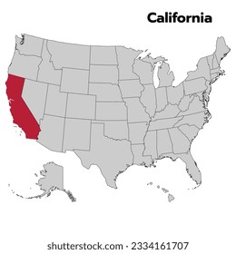 California map with color outline. Map of California.