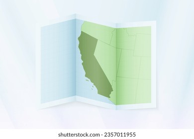 California Karte, gefaltetes Papier mit California Karte. Vektorgrafik.