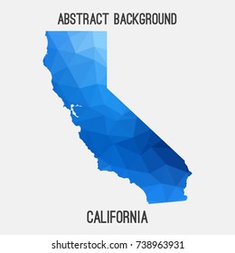 California map in geometric polygonal, mosaic style. Abstract tessellation, modern design background, low poly. Vector illustration.