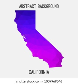 California map in geometric polygonal,mosaic style.Abstract tessellation,modern design background,low poly. Vector illustration.