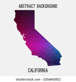 California map in geometric polygonal,mosaic style.Abstract tessellation,modern design background,low poly. Geometric cover, mockup. Vector illustration.
