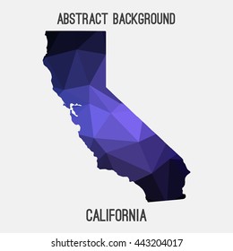California map in geometric polygonal,mosaic style.Abstract tessellation,modern design background. Vector illustration EPS8