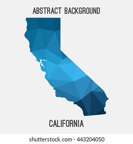 California map in geometric polygonal,mosaic style.Abstract tessellation,modern design background. Vector illustration EPS8