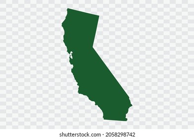 CALIFORNIA Map Green Color on White Backgound Png