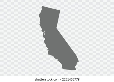 CALIFORNIA Map grey Color on White no demarcation line Background  Png