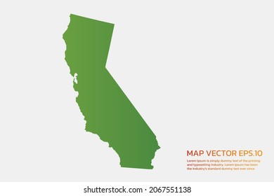 CALIFORNIA map High Detailed green color. on white background. Abstract design vector illustration eps 10