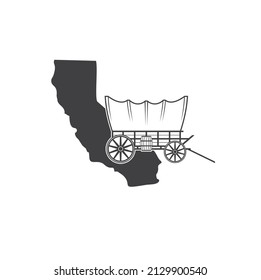 california map and horse cart, vector art.