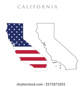 California map icon set, California map isolated on transparent background, vector illustration . California map 