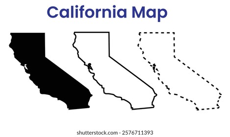 California map icon set, California map isolated on transparent background, vector illustration