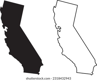 California map icon vector in two styles isolated on white background