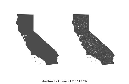 California Map Icon And California Map With Vintage Stamp Effect Isolated On White Background. Print For T-shirt, Typography. Vector Template