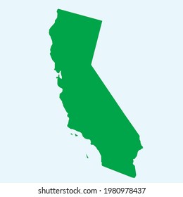 California map illustration green with light blue background