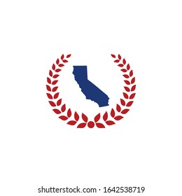 California Map And Laurel Wreath Logo Design Template
