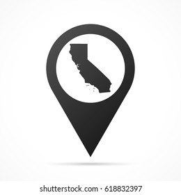 California Map on location pin. Map pointer isolated on a white background.
Conceptual vector illustration.