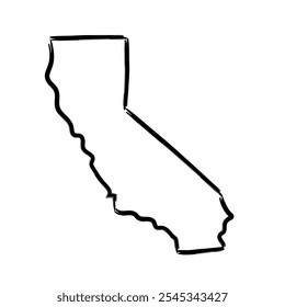 California map outline concept sketch. Isolated vector graphics hand drawn map of US state.