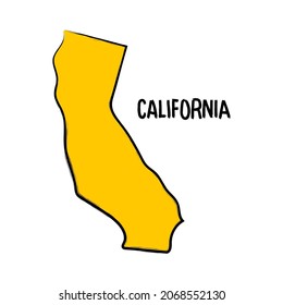 California map outline, hand drawn silhouette design background