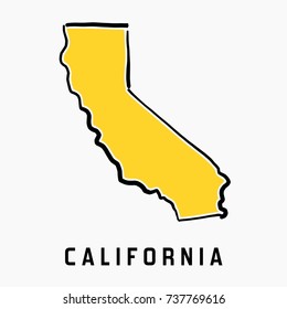 California map outline - smooth simplified US state shape map vector.