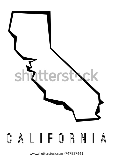 California Map Outline Us State Shape Stock Vector Royalty Free