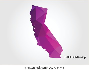 CALIFORNIA Map pink Color on white background polygonal