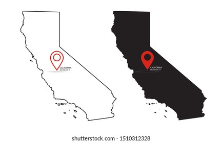 California map pointer icon. California shape isolated flat design style on white background. Vector illustration eps 10.
