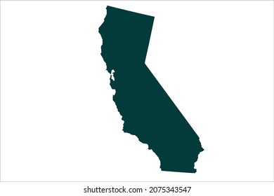 CALIFORNIA map Sacramento green Color on White Background