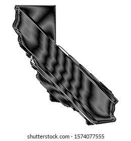California map scrible sketch line art vector design black silhoutte isolated on white background