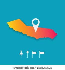 California map and set different pins   vector illustration