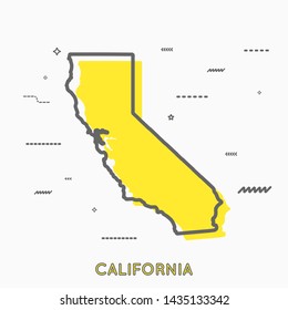 California map in thin line style. California infographic map icon with small thin line geometric figures. California state. Vector illustration linear modern concept