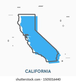 California map in thin line style. California infographic map icon with small thin line geometric figures. California state. Vector illustration linear modern concept