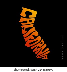 California map typography. California state map typography. California lettering.