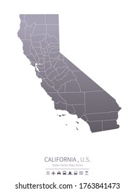 california map. us states vector map series. united states map background.