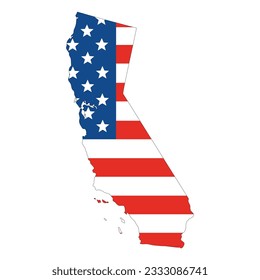 California map with USA flag. Map of California.