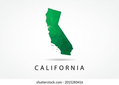 California Map - USA, United States of America map, World Map International vector template, low polygon style with green color isolated on white background - Vector illustration eps 10