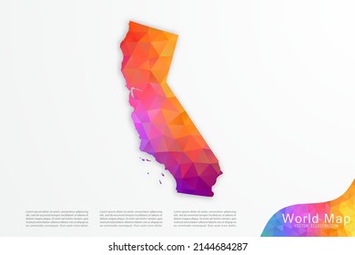 California Map - USA, United States of America map vector template with polygon style and gradient colorful isolated on white background for design, infographic - Vector illustration eps 10