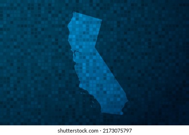 California Map - USA, United States of America Map vector template with technology style isolated on blue pixel background for education, design, website, infographic - Vector illustration eps 10