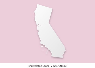 California Map - USA, United States of America Map vector template with paper cut style including shadow and white color on pink background for design, website - Vector illustration eps 10