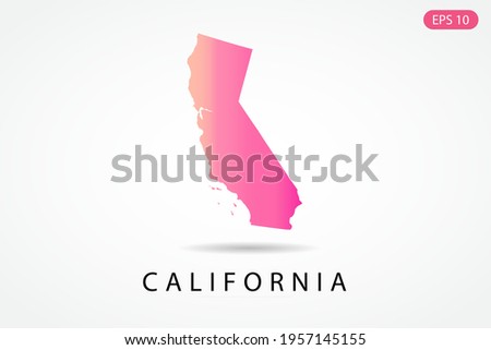 California Map - USA, United States of America map, World Map International vector template with Pink gradient color isolated on white background - Vector illustration eps 10