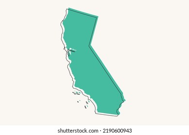 California Map - USA, Unites State of America Map vector with black and green geometric shapes and lines style isolated on white background for design, infographic - Vector illustration eps 10