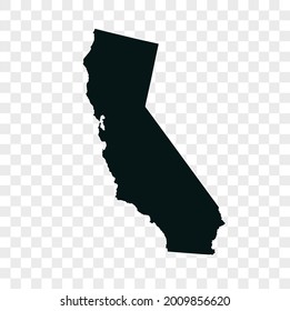 CALIFORNIA map vector. dark color. isolated on transparent background.