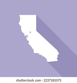 California map vector illustration. Lavender colored flat map of western state with the capital - Sacramento. United States od America, infographics, geography concepts.