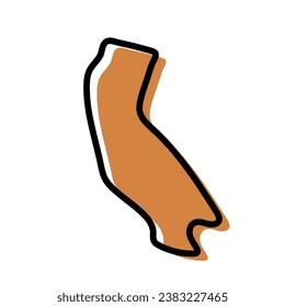 Ilustración de vector de mapa de California. Mapa del estado de EEUU.