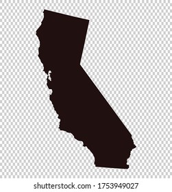 California map vector, isolated Brown color on transparent background