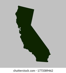 California map vector, isolated Green color on gray background