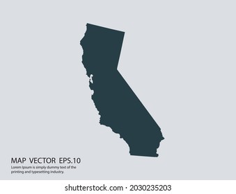 CALIFORNIA map vector, isolated on gray background 