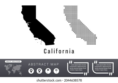 El vector del mapa de California establece puntos de medio tono negros.