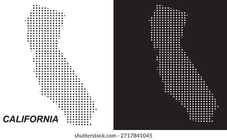 California Map Vektor, United States State Dotted Pattern Schwarz-Weiß-Formen, California Infographic Template, Editable EPS California Geography
