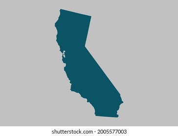 California map vector,isolated ocean blue color on gray background