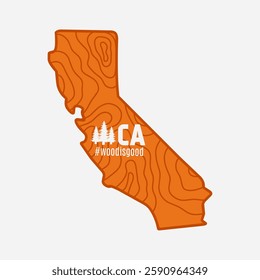 California Map with Wood is Good Text Perfect for Print, Apparel, etc