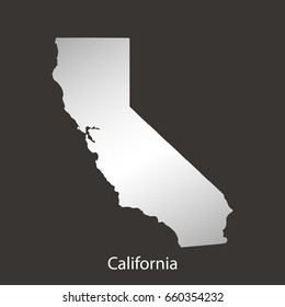 California map,border with chrome,metal shine gradient. Vector illustration